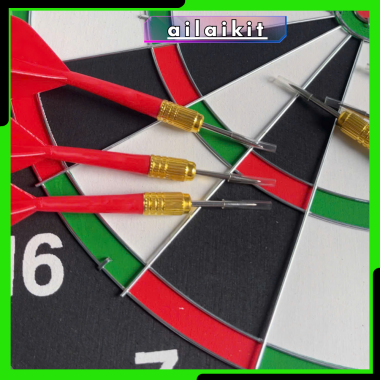 Bảng Phóng Phi Tiêu | Bảng Phi Tiêu Gỗ Ailaikit kích thước 35 cm 2 mặt 6 tiêu, phi tiêu giải trí tại nhà