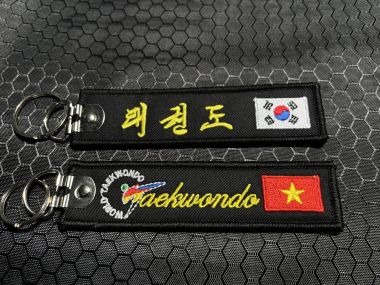 Móc khóa vải Taekwondo | Móc khóa Taekwondo vải thêu cao cấp ailaikit