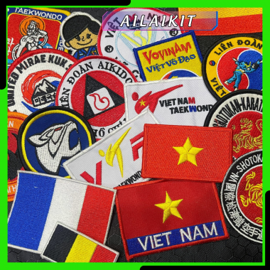 LOGO THÊU CÁC MÔN VÕ, LOGO CÁC CÂU LẠC BỘ, CỜ CÁC QUỐC GIA | Các loại logo thêu may vào áo, logo thêu theo ý khách,..