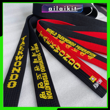 ĐAI ĐEN, ĐAI ĐỎ ĐEN TAEKWONDO | Đai đen taekwondo, Đai đỏ đen taekwondo loại tốt, thêu xuyên 2 mặt đai nhiều mẫu