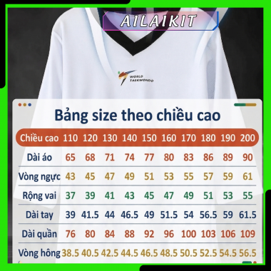 Võ phục thi đấu Taekwondo chuẩn WTF – Siêu nhẹ, chuẩn form, tối đa tốc độ ghi điểm Ailaikit
