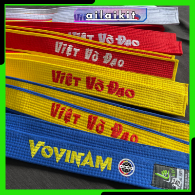 Đai Vovinam Tốt -Đai Xanh, Đai Vàng, Đai Đỏ | (Vovinam Belt) Đai Vovinam Cao cấp Ailaikit - Lam Đai, Hoàng Đai, Chuẩn Hoàng Đai, Chuẩn Hồng Đai, Hồng Đai Vovinam