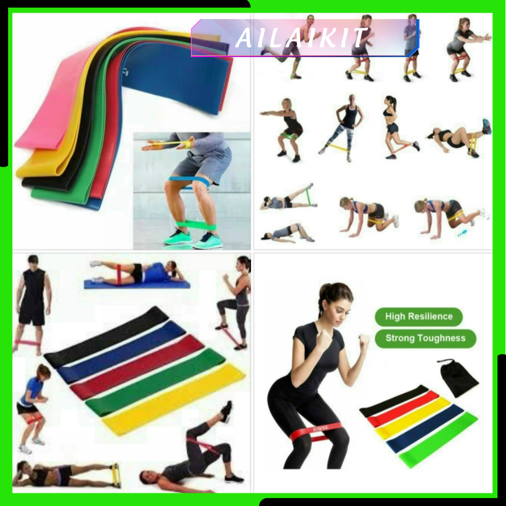 Set 5 Dây Kháng Lực Tập GYM Tập Mông Đùi Giảm Cân  bộ 5 dây Xanh Đỏ Đen Vàng Xanh Lá Ailaikit