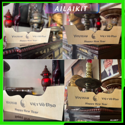 Khay Gỗ Gói Quà Tết Vovinam Giỏ Đựng Trái Cây Khắc Lazer Chúc Mừng Năm Mới Ailaikit