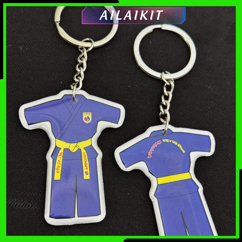 Móc khóa Vovinam hình Võ phục đai xanh, đai vàng  Siêu Đẹp Dễ Thương  Nhựa Cao Cấp 5cmx5,7cm mới 2023 Ailaikit