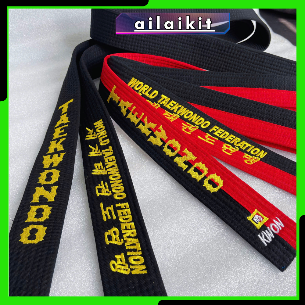 ĐAI ĐEN, ĐAI ĐỎ ĐEN TAEKWONDO | Đai đen taekwondo, Đai đỏ đen taekwondo loại tốt, thêu xuyên 2 mặt đai nhiều mẫu
